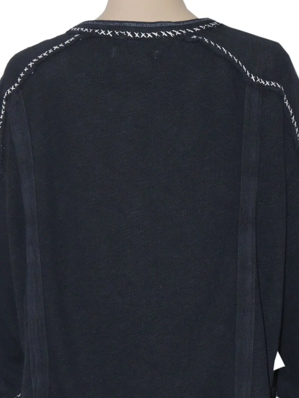 Free People We The Free Taylor Henley Top Dropped Shoulder Black S